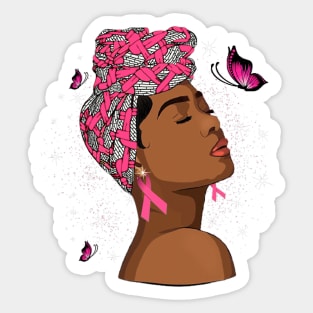 In October We Wear Pink Black Woman Breast Cancer Sticker